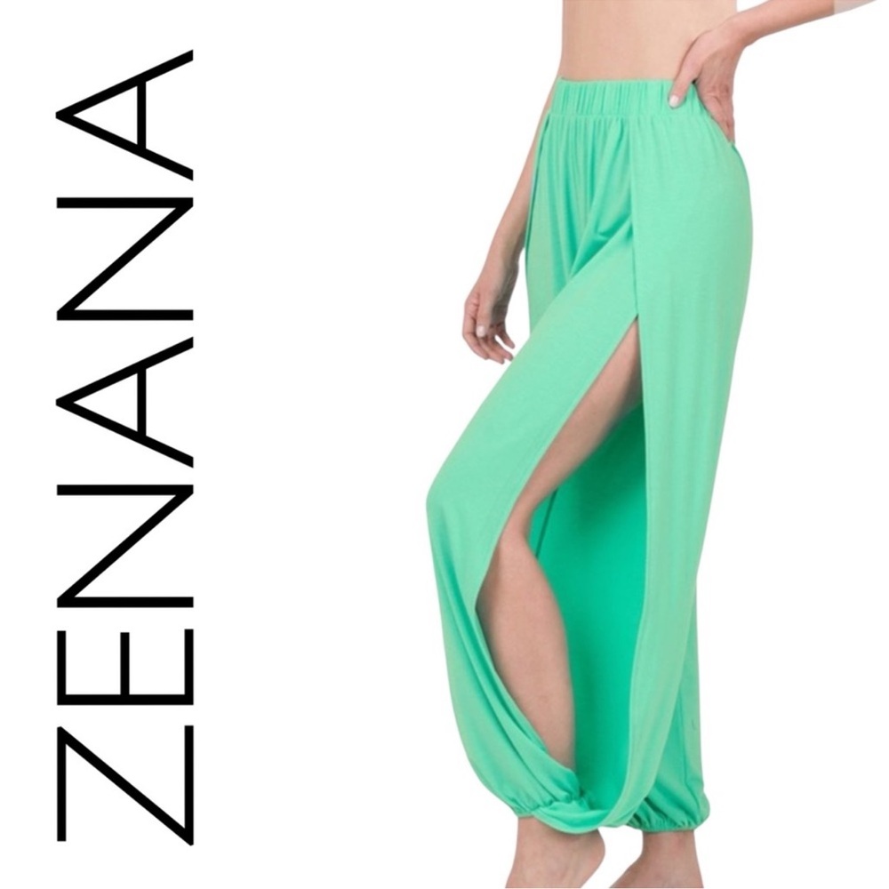 Zenana Wide Leg Split Harem Pants, Size 3X